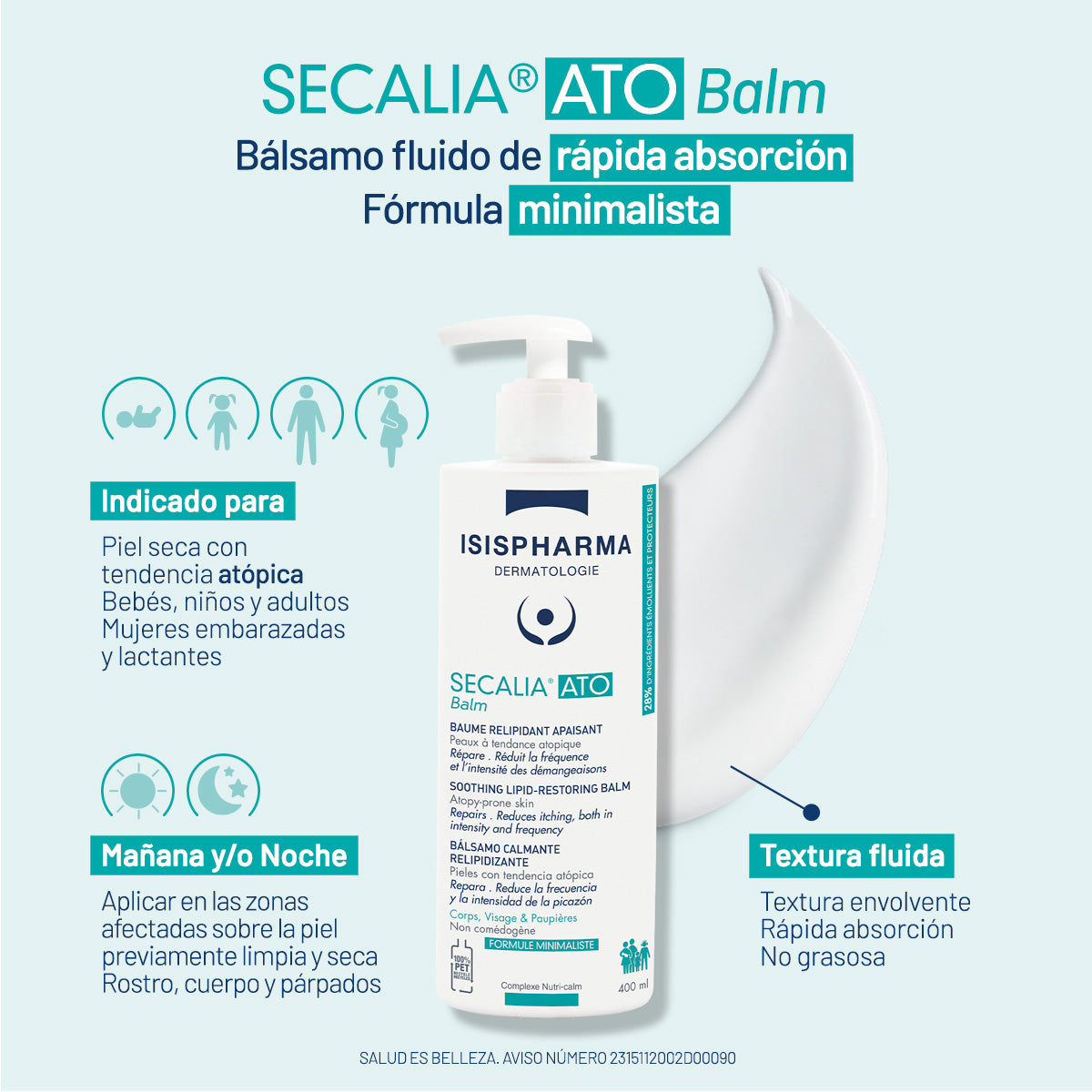 Isispharma secalia ato balm, bálsamo calmante para piel atópica 400ml.