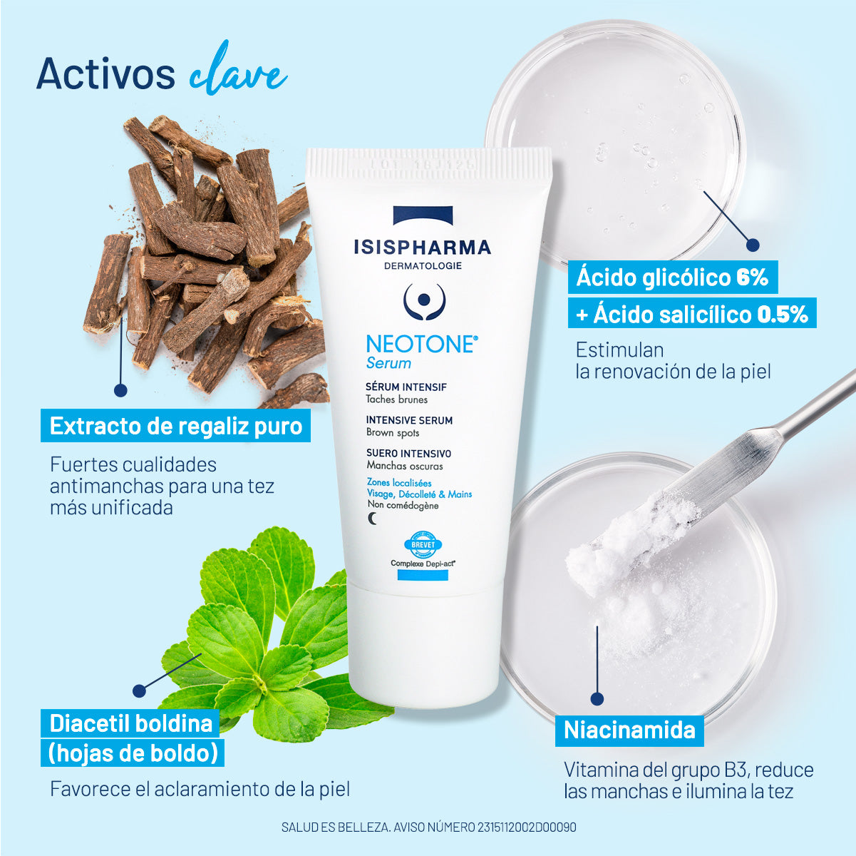 Isispharma neotone suero despigmentante 30ml.