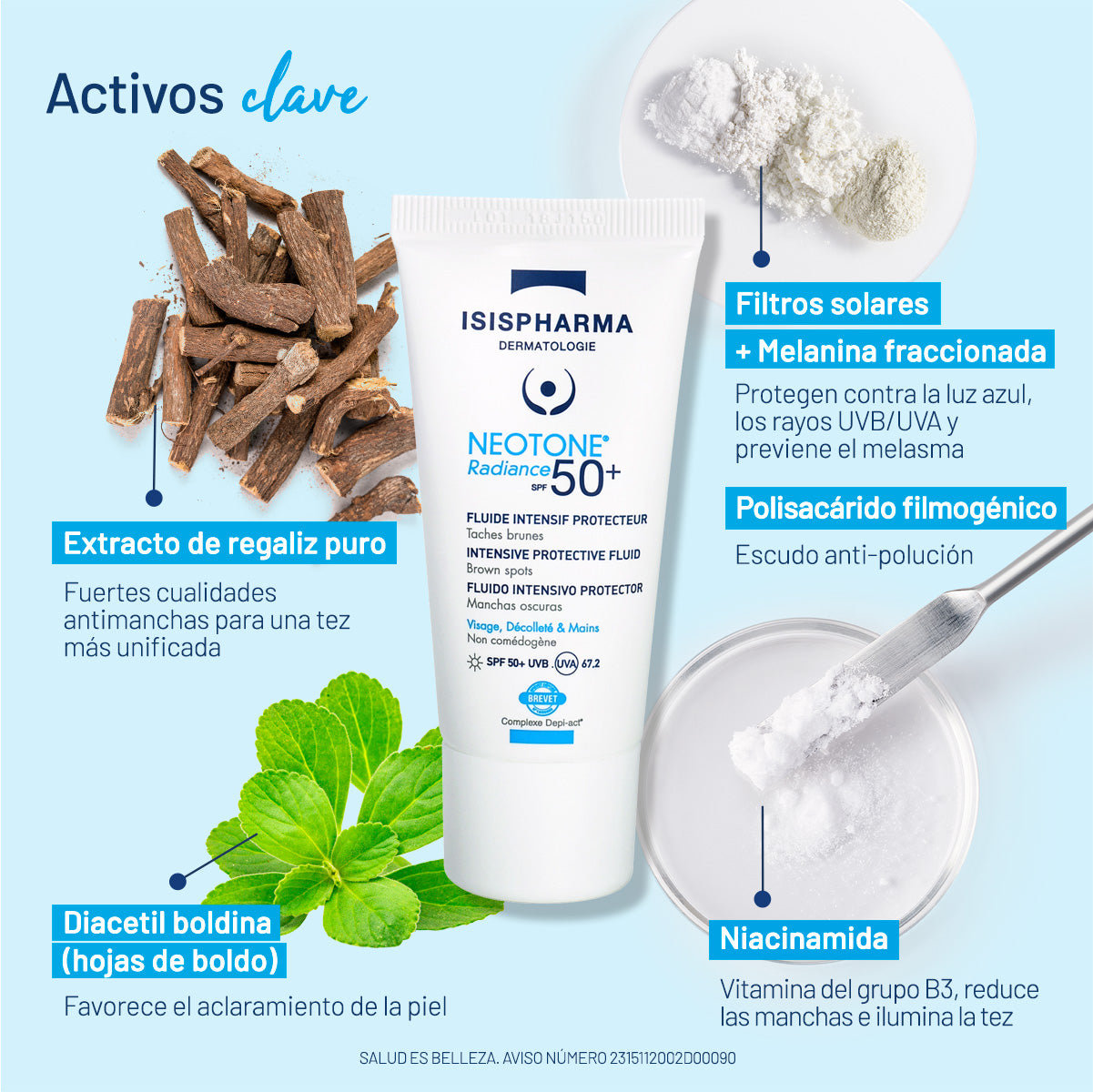 Isispharma neotone radiance fps 50+ tono claro, anti manchas 30ml ...