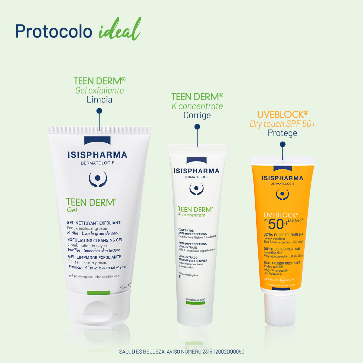 Isispharma Teen derm gel exfoliante para pieles mixtas a grasas 150ml.