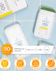 Envera Protector Solar en barra stick  transparente FPS50+ UVA/UVB PA++++ 15gr.