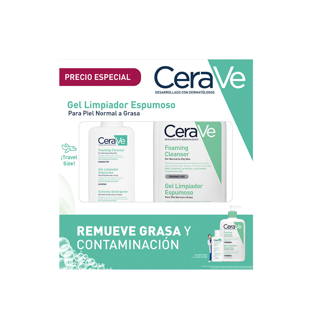CeraVe Kit Gel Limpiador Espumoso 473 ml + Gel Limpiador Espumoso 88 ml