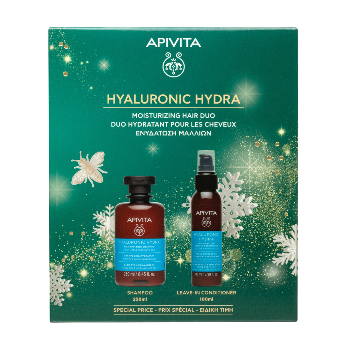 Apivita Kit Shampoo Hidratante 250 ml + Acondicionador Hidratante Leave-In 100 ml