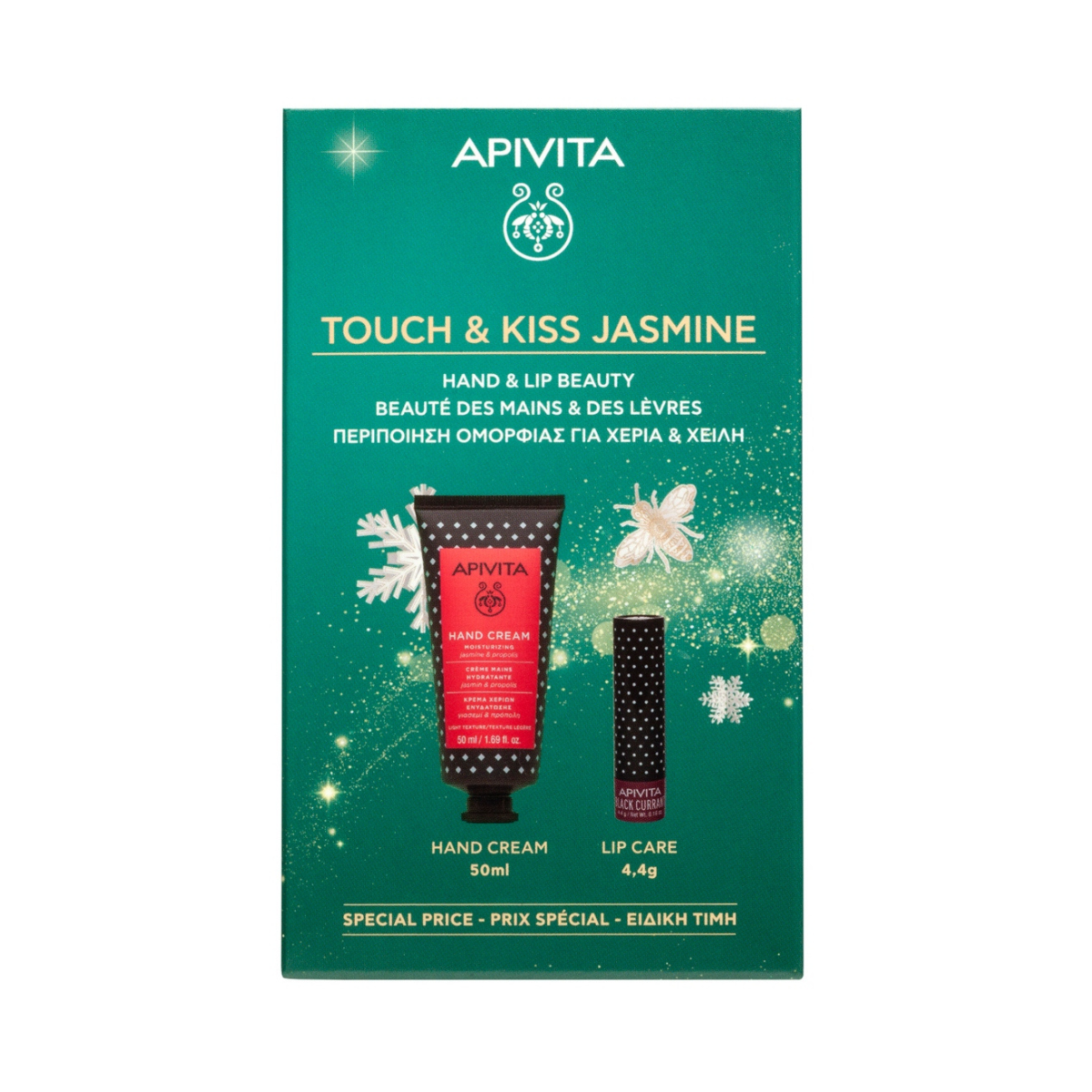 Apivita Kit Crema de Manos Hidratante 50 ml + Bálsamo Labial con Color 4.4 g