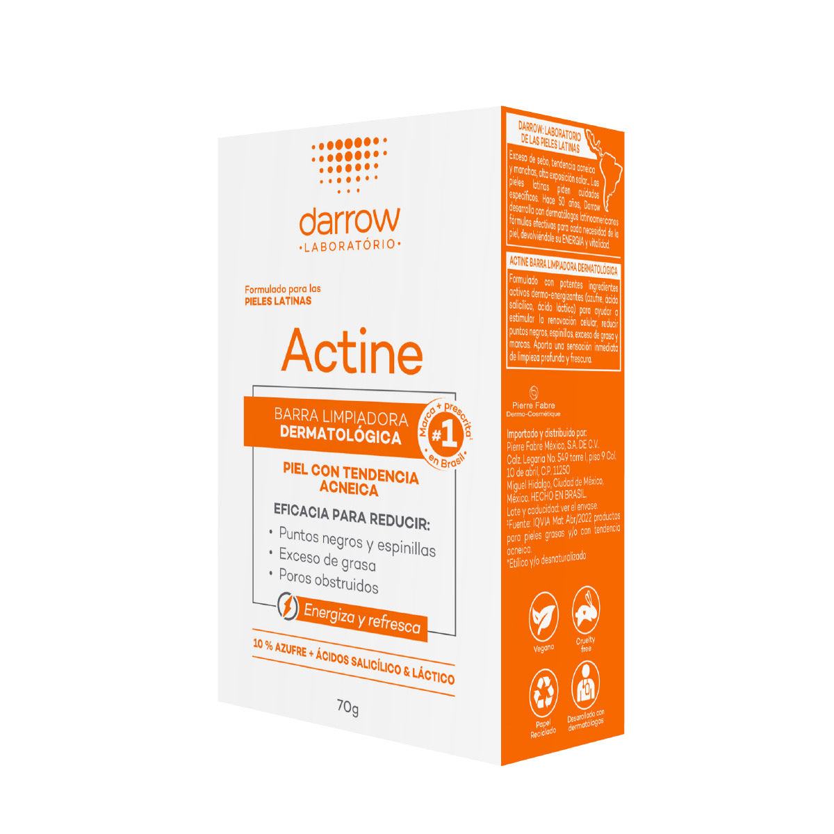 Darrow Actine Barra de limpieza para piel grasa 70gr.
