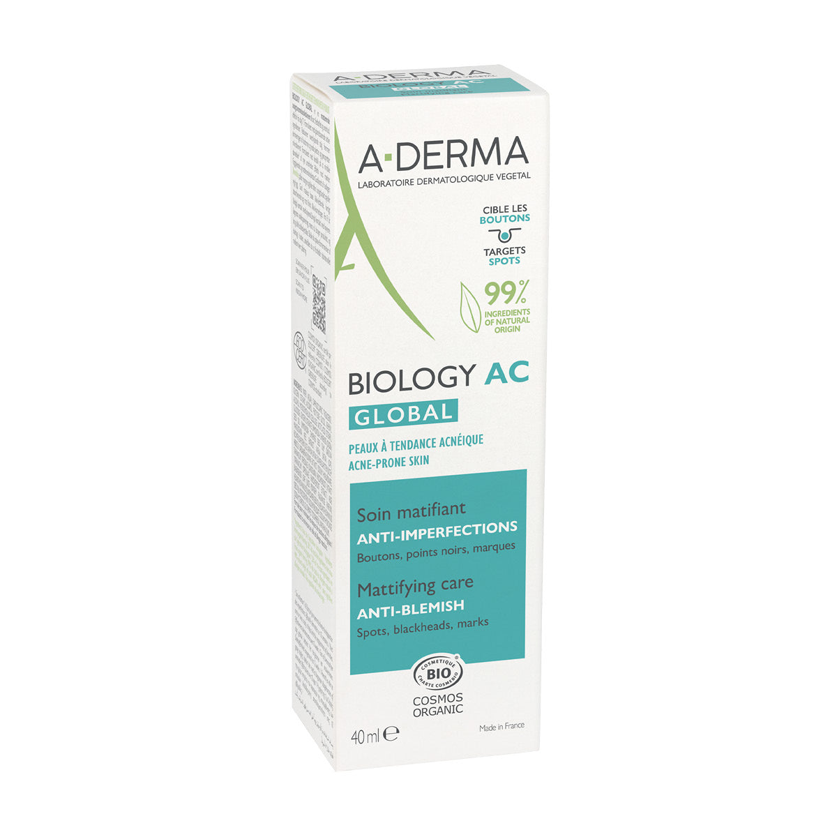 Aderma Biology AC Global, crema hidratante anti-imperfecciones 40ml.