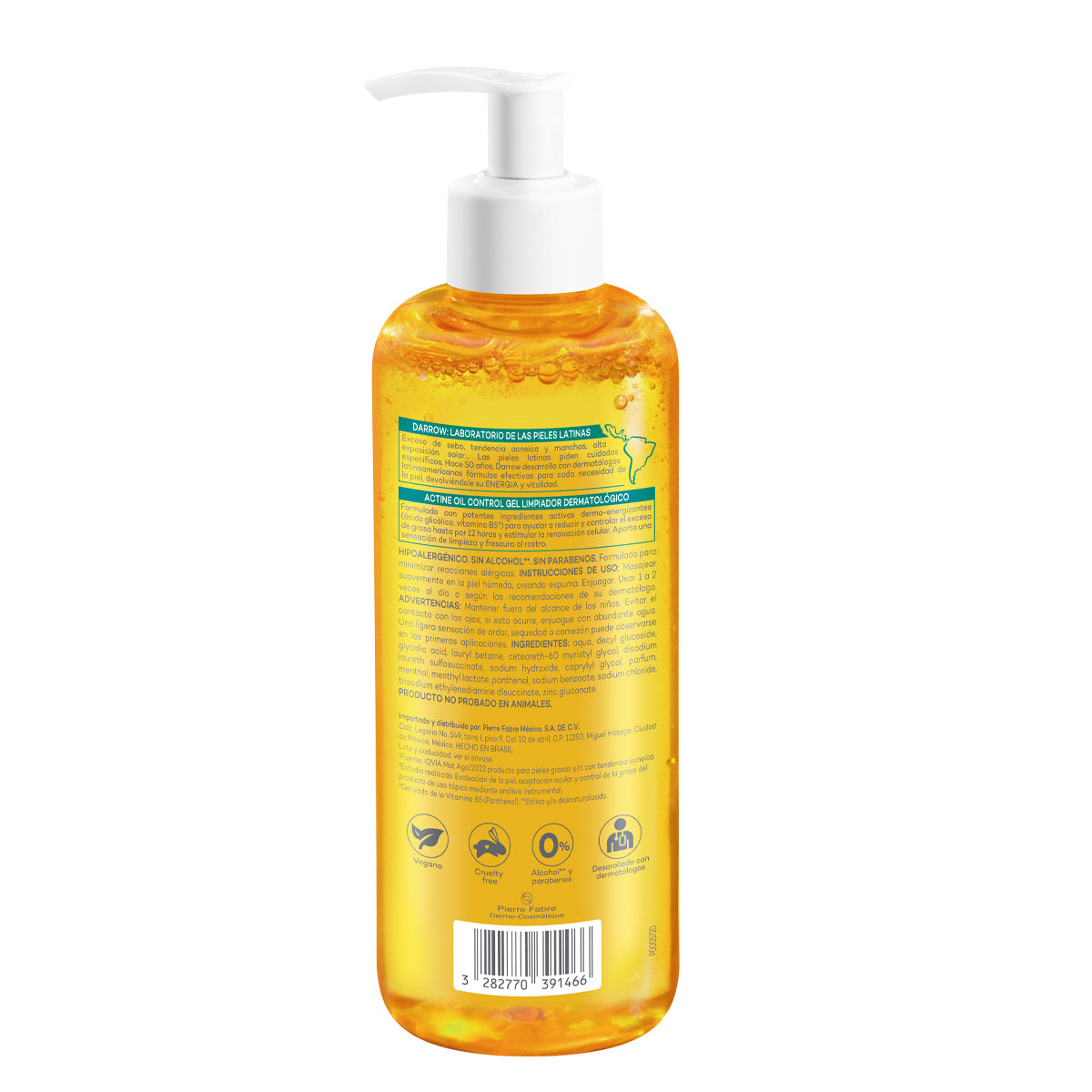 Darrow actine oil control gel limpiador para piel grasa 400gr.