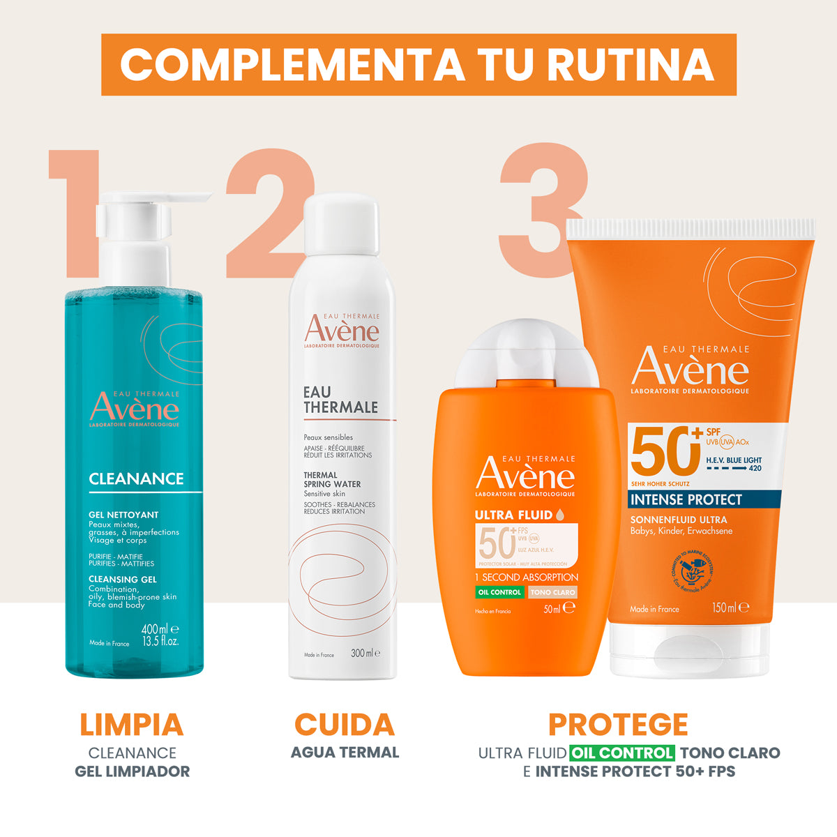 Avène Ultra Fluid Oil Control Protector Solar Facial Con Color Tono Claro FPS50 50 ML