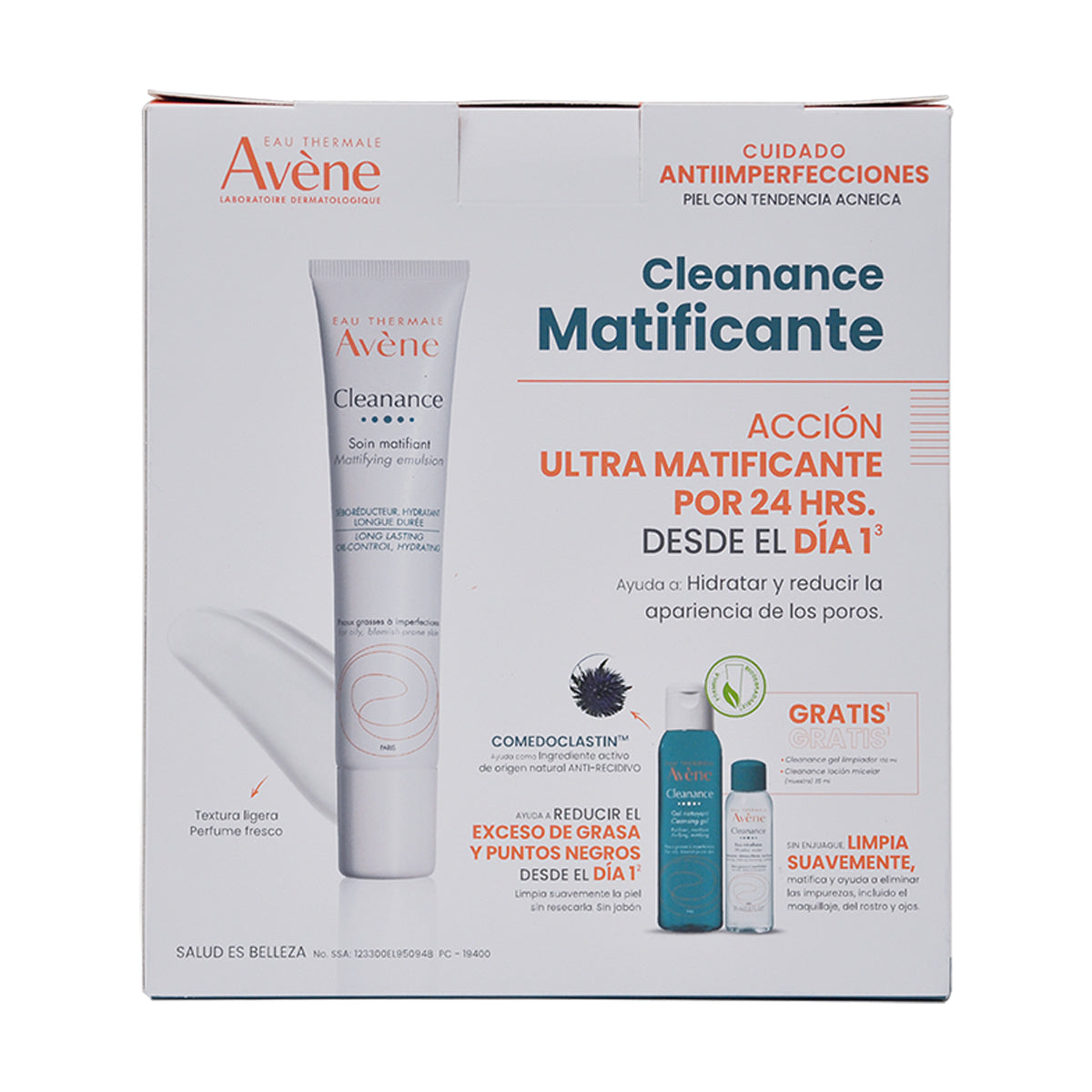 Avene Kit Cleanance Matificante 400ml  + Cleanance Gel 100ml  + Cleanance Agua Micelar 100ml.