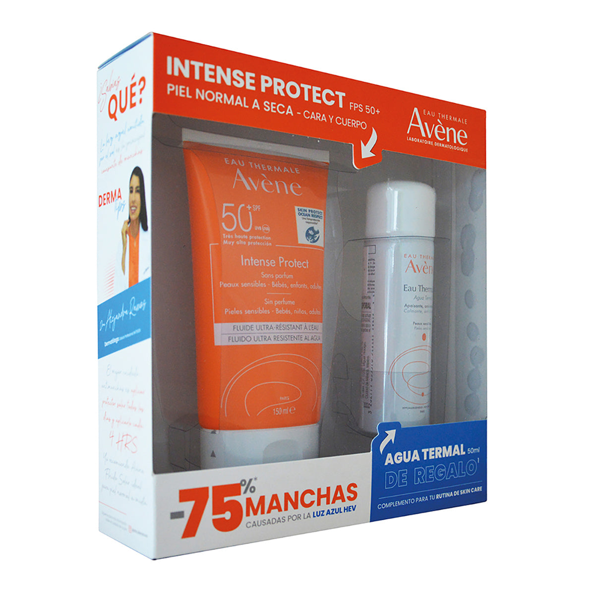 Avene kit protector solar intense protect fps50+ 150ml + Agua termal 50ml.