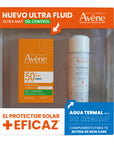 Avene kit solar fps50 ultra fluid oil control ultra mat 50 ml + Agua termal 50ml.
