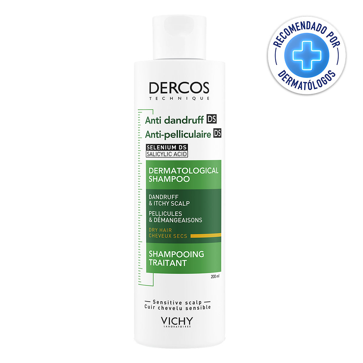 Vichy Dercos Shampoo Anti-Caspa Seca, 200ml.