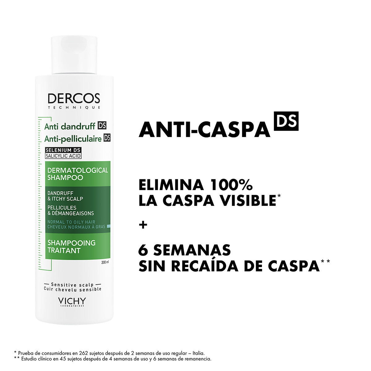 Vichy Dercos Shampoo Anti-Caspa Grasa, 200ml.