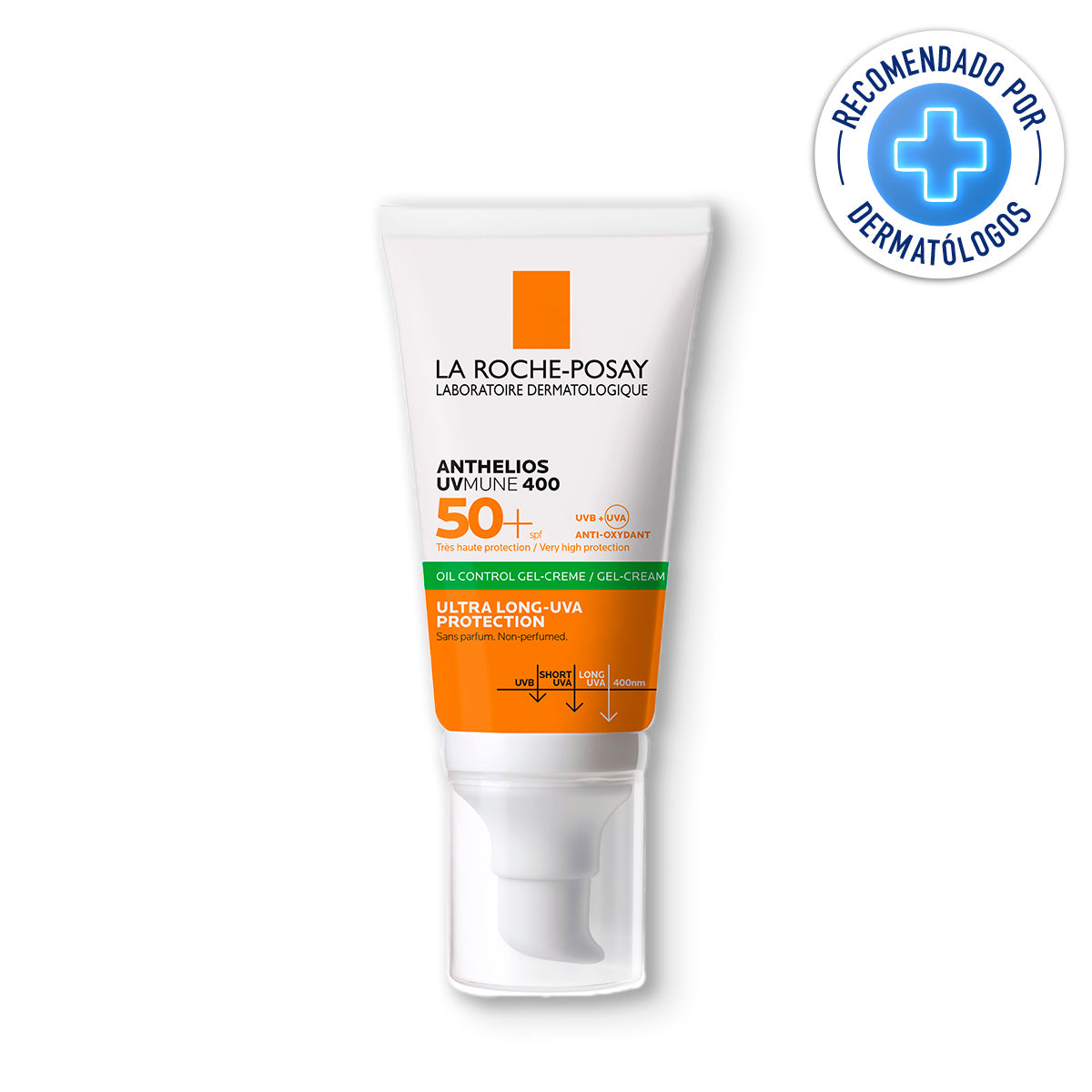 La Roche Posay Anthelios Toque Seco Gel-Crema FPS 50+, Protector solar facial anti-brillo, 50ml