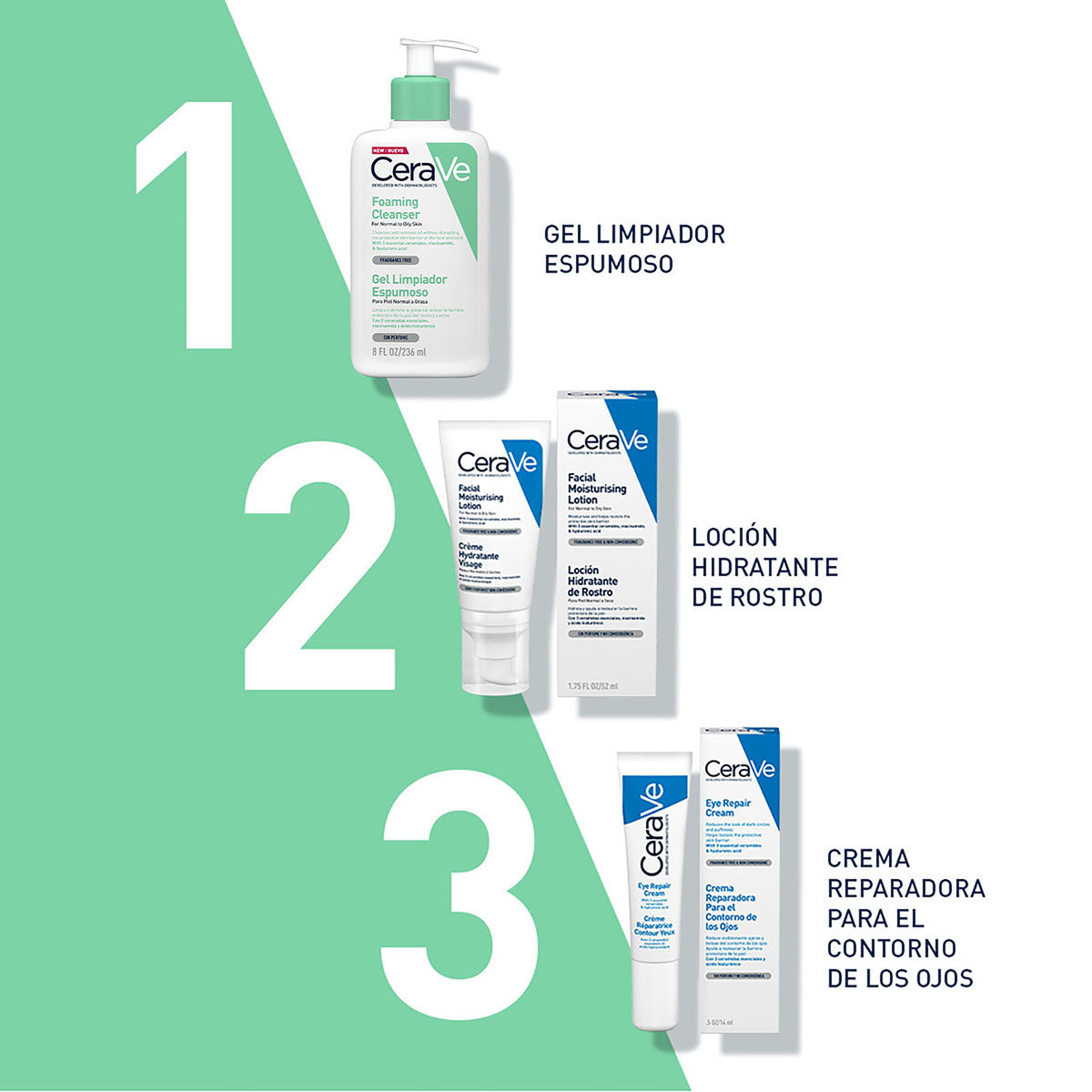 Cerave gel limpiador espumoso facial 236ml.