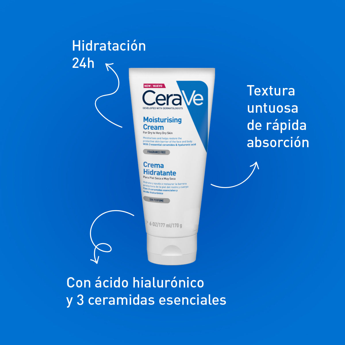 Cerave crema hidratante facial y corporal 170ml.