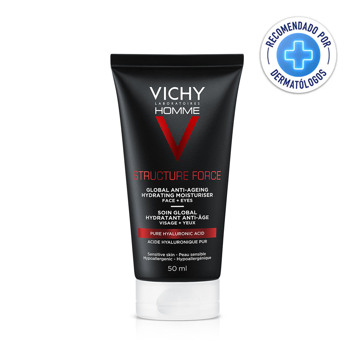 Vichy Homme Structure Force, Tratamiento hidratante para piel sensible 50ml.