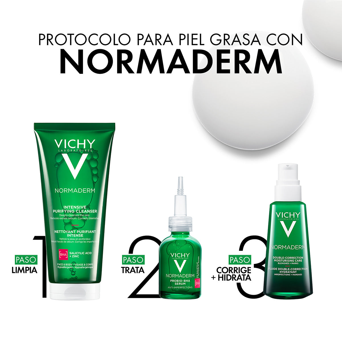 Vichy Normaderm Phytosolution, Corrige imperfecciones y regenera la piel, 50ml.