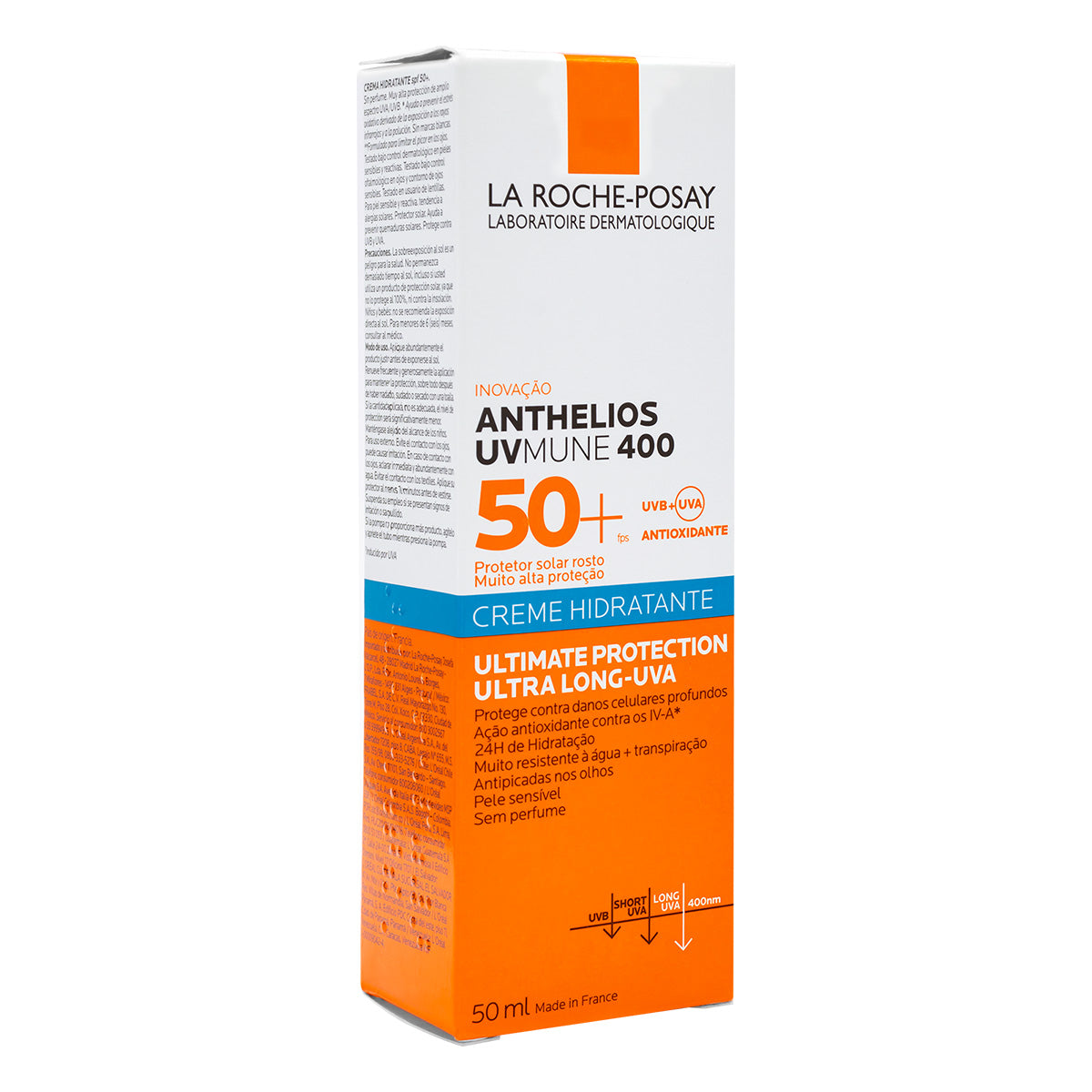 La Roche Posay Anthelios UVMUNE 400 Crema Hidratante FPS50+, Protector solar facial, 50ml