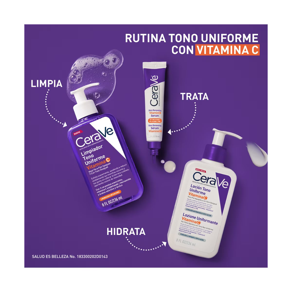 CeraVe Loción Tono Uniforme con Vitamina C 236 ml