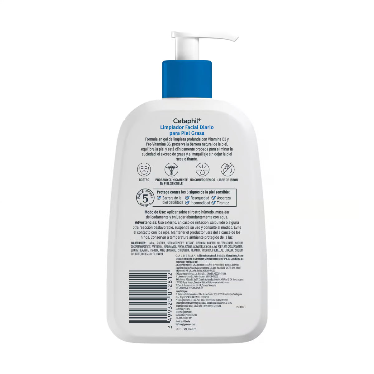 Cetaphil Gel limpiador facial para piel grasa 237 ml