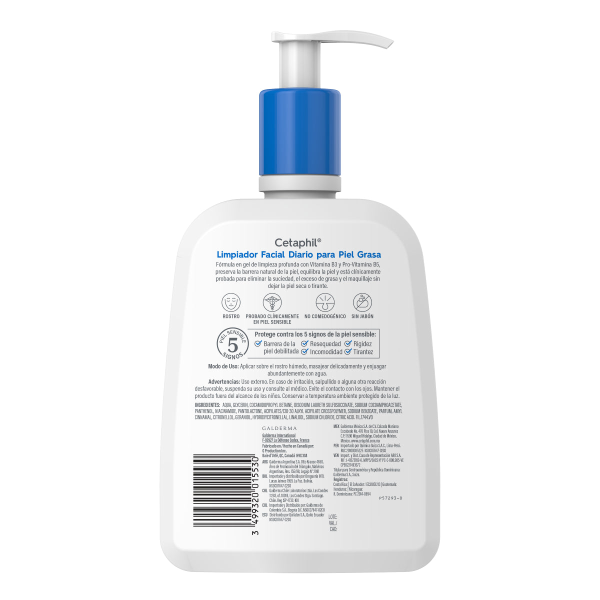 Cetaphil, Limpiador facial diario para piel grasa, 473ml