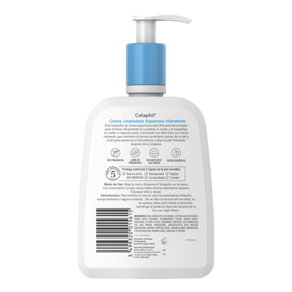 CETAPHIL CREMA LIMPIADORA ESPUMOSA HIDRATANTE 473ML