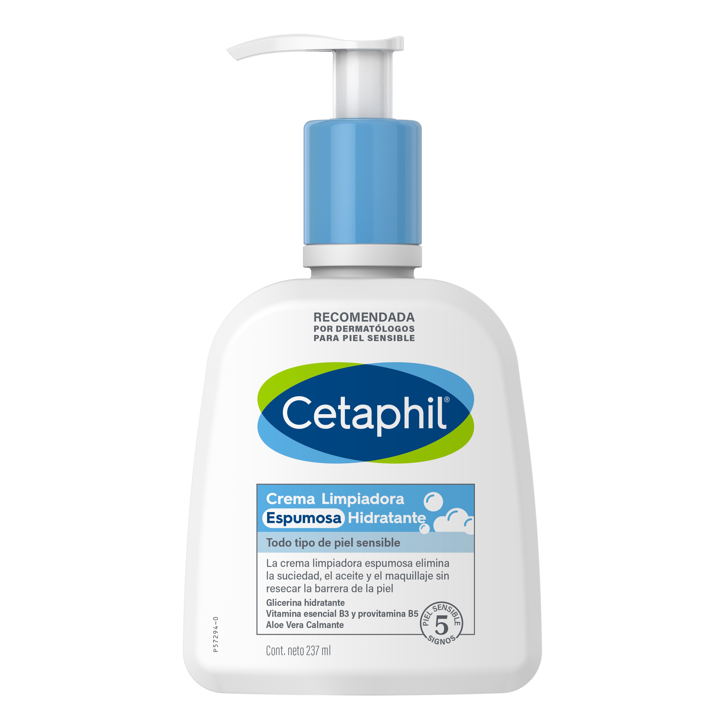 CETAPHIL CREMA LIMPIADORA ESPUMOSA HIDRATANTE 237ML.