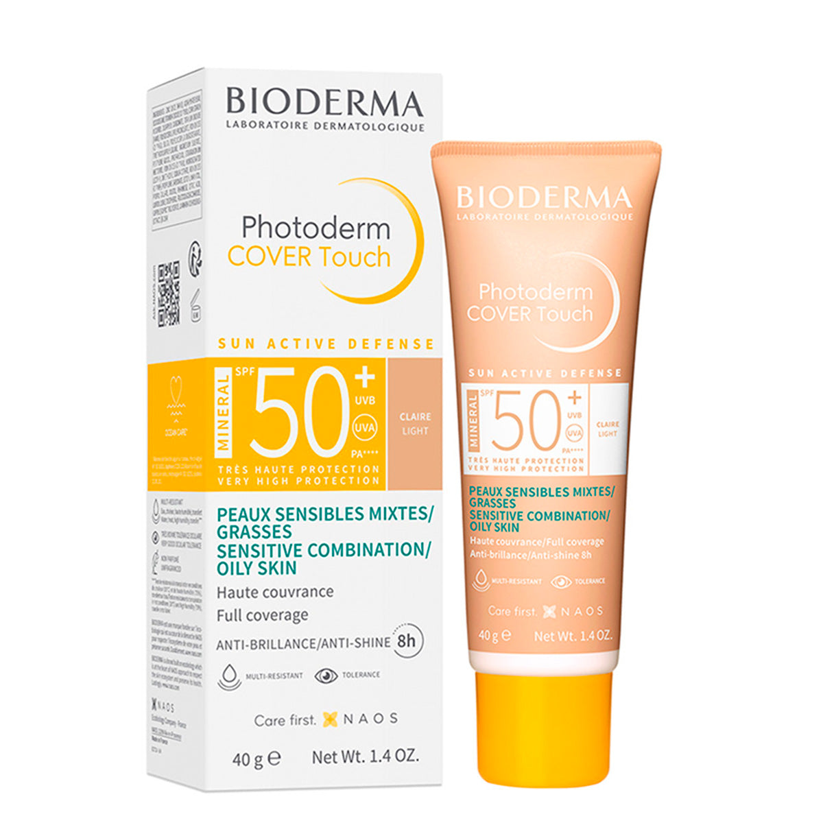 Bioderma Photoderm Cover Touch FPS 50+ Tono Claro, Protección solar facial con color, 40ml