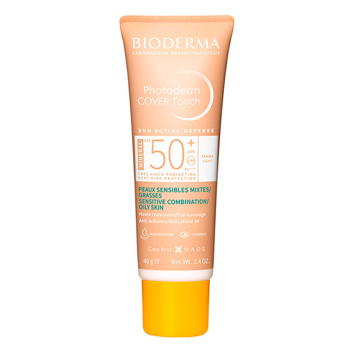 Bioderma Photoderm Cover Touch FPS 50+ Tono Claro, Protección solar facial con color, 40ml