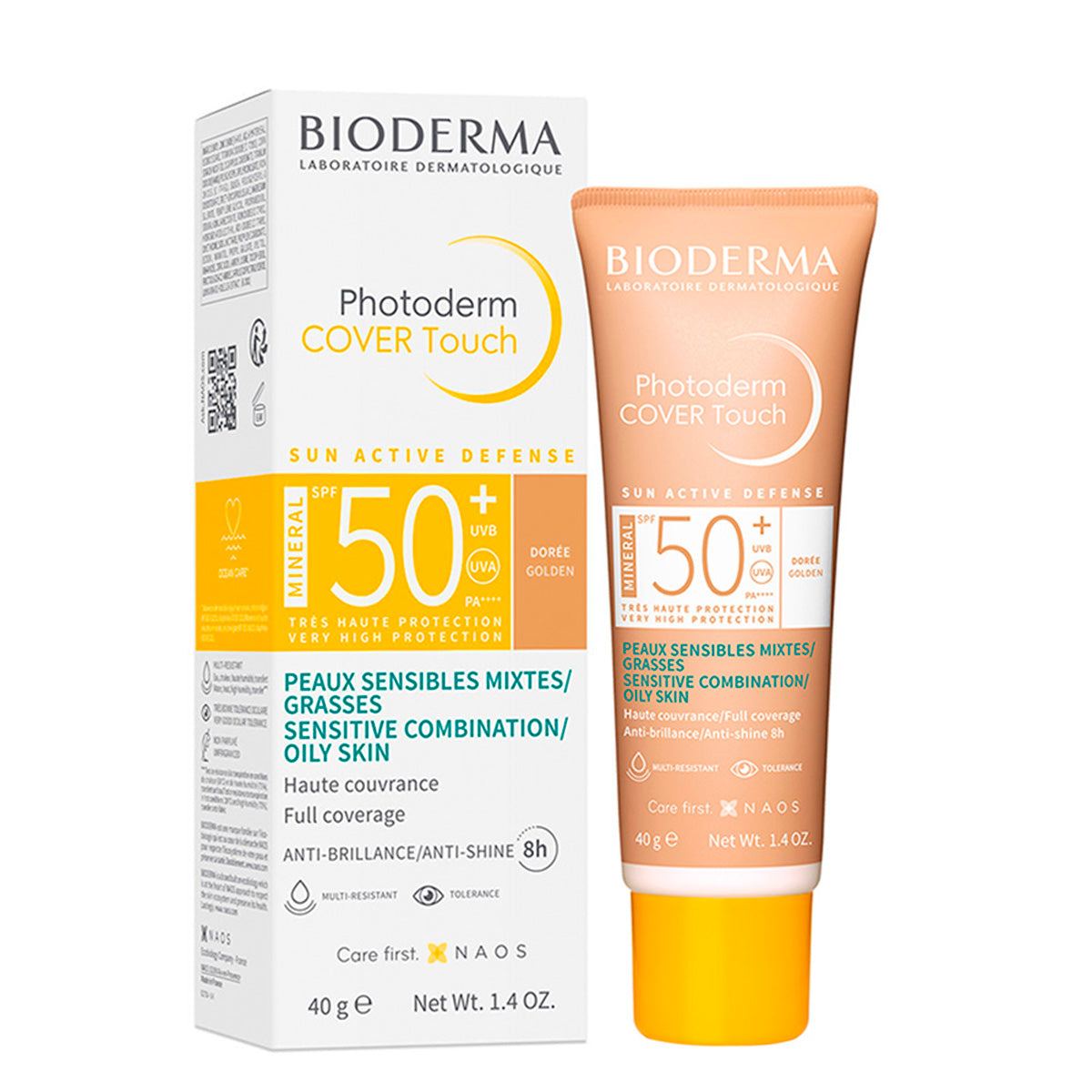Bioderma Photoderm Cover Touch FPS 50+ Tono Dorado, Protección solar facial con color, 40ml