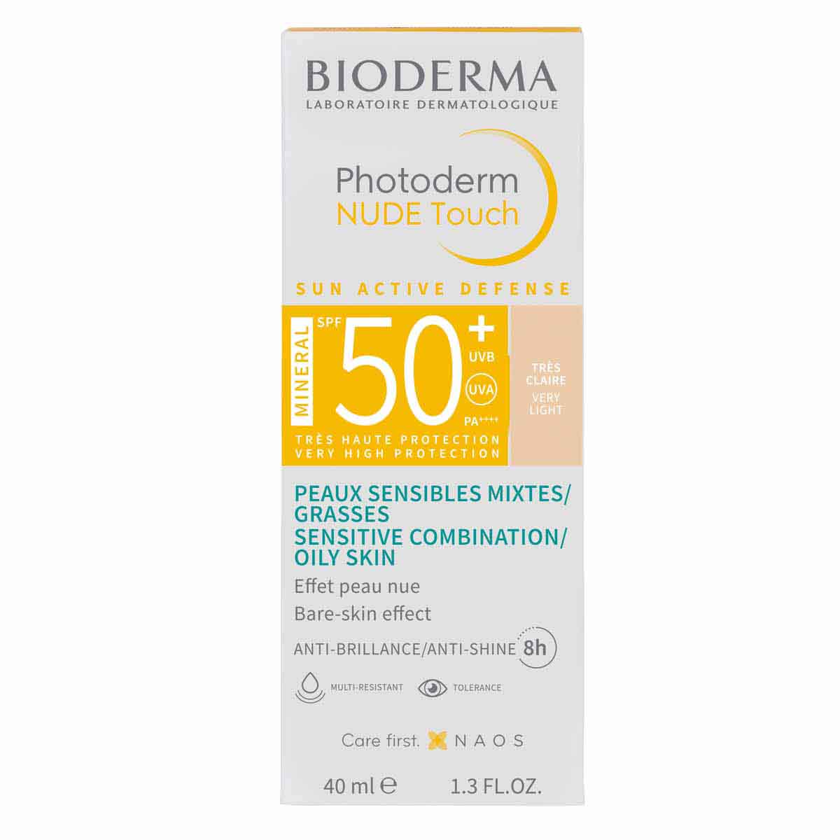 Bioderma photoderm nude touch FPS 50+ tono muy claro protección solar facial 40ml.