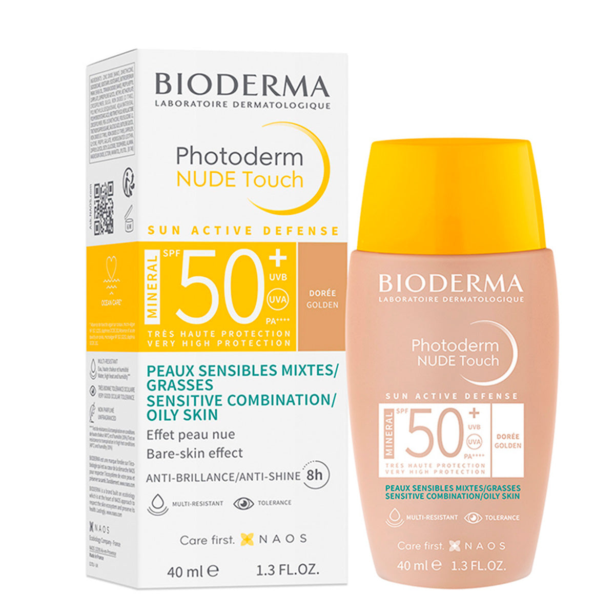 Bioderma Photoderm Nude Touch FPS 50+ Tono Dorado, Protección solar facial, 40ml