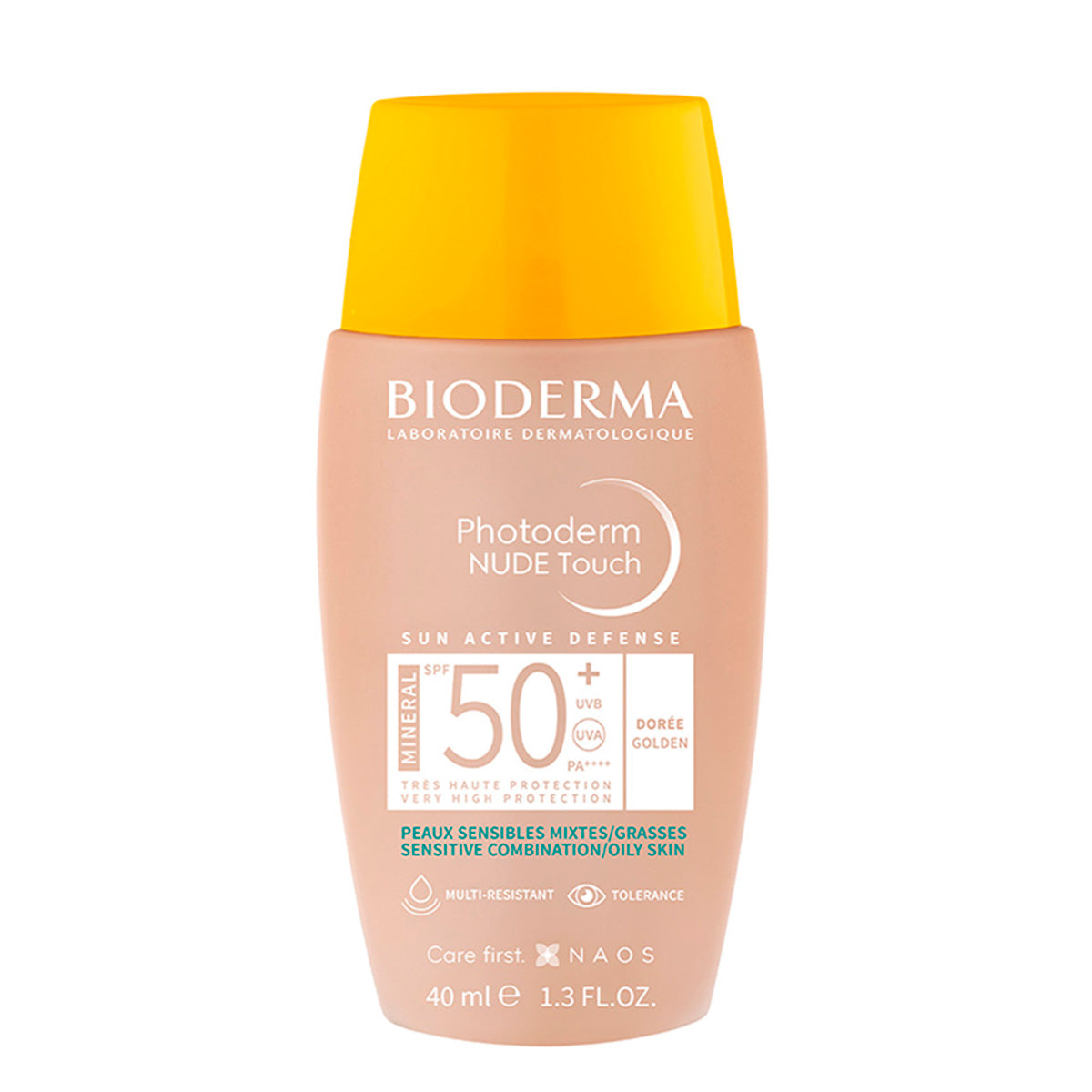 Bioderma Photoderm Nude Touch FPS 50+ Tono Dorado, Protección solar facial, 40ml