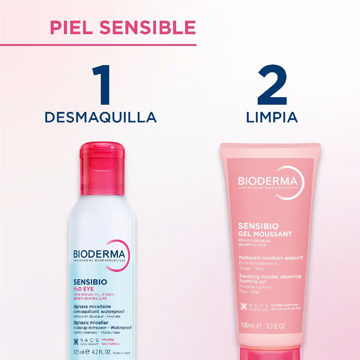Bioderma Sensibio H2O Eye desmaquillante bifásico para ojos y labios 125 ml