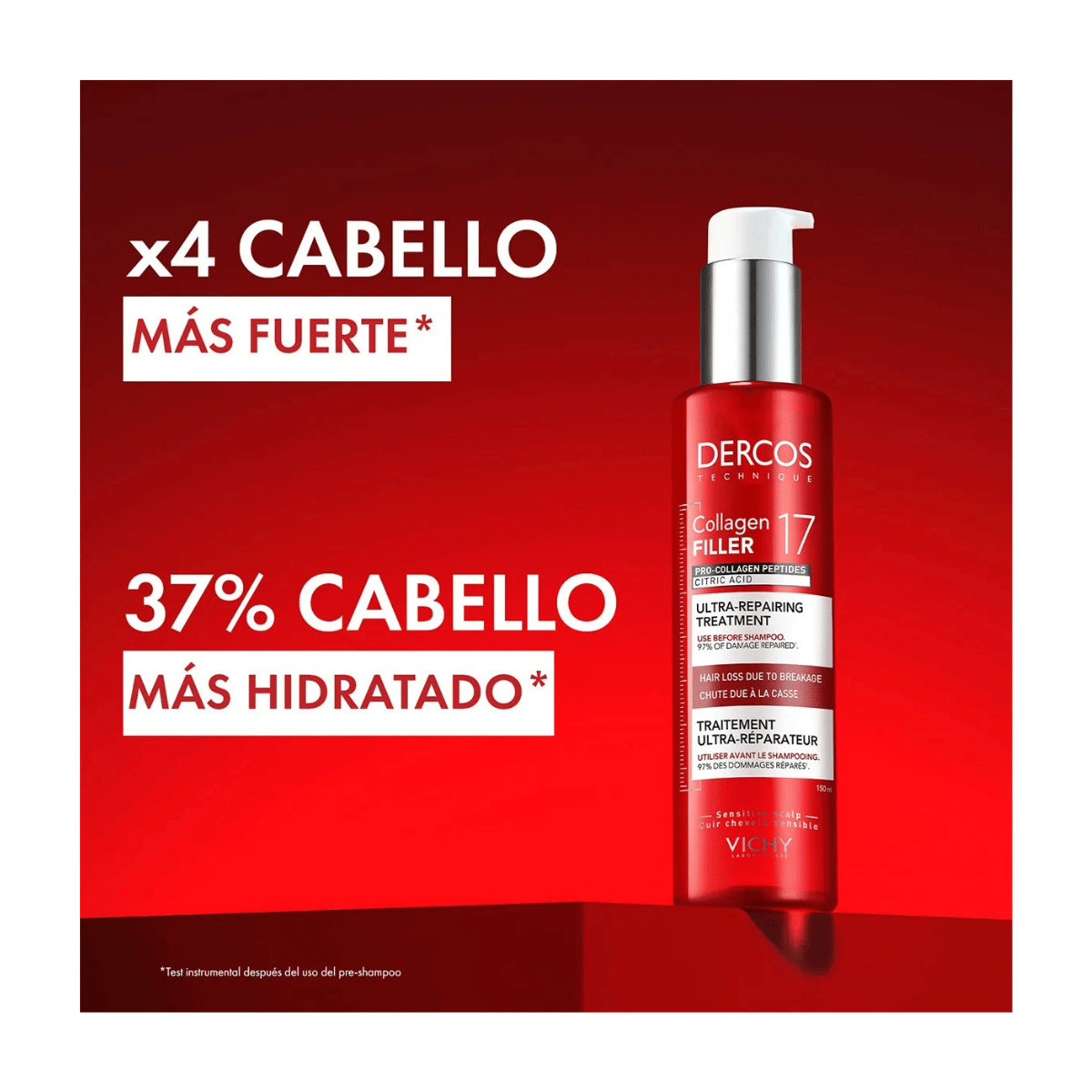Vichy Dercos Collagen 17 Filler Tratamiento Reparador De Daño 150 Ml