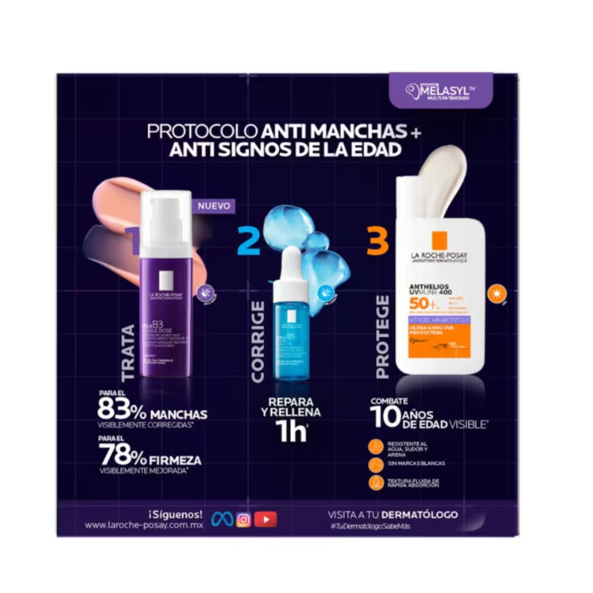 La Roche-Posay Kit Mela B3 Double Dose + Anthelios UVMune 400 + Hyalu B5