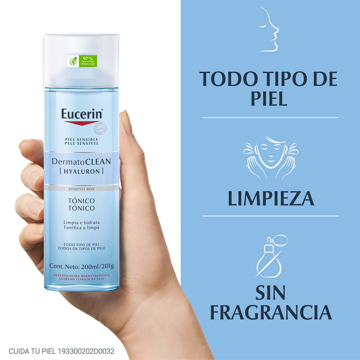 Eucerin Dermatoclean tónico facial día y noche 200ml.