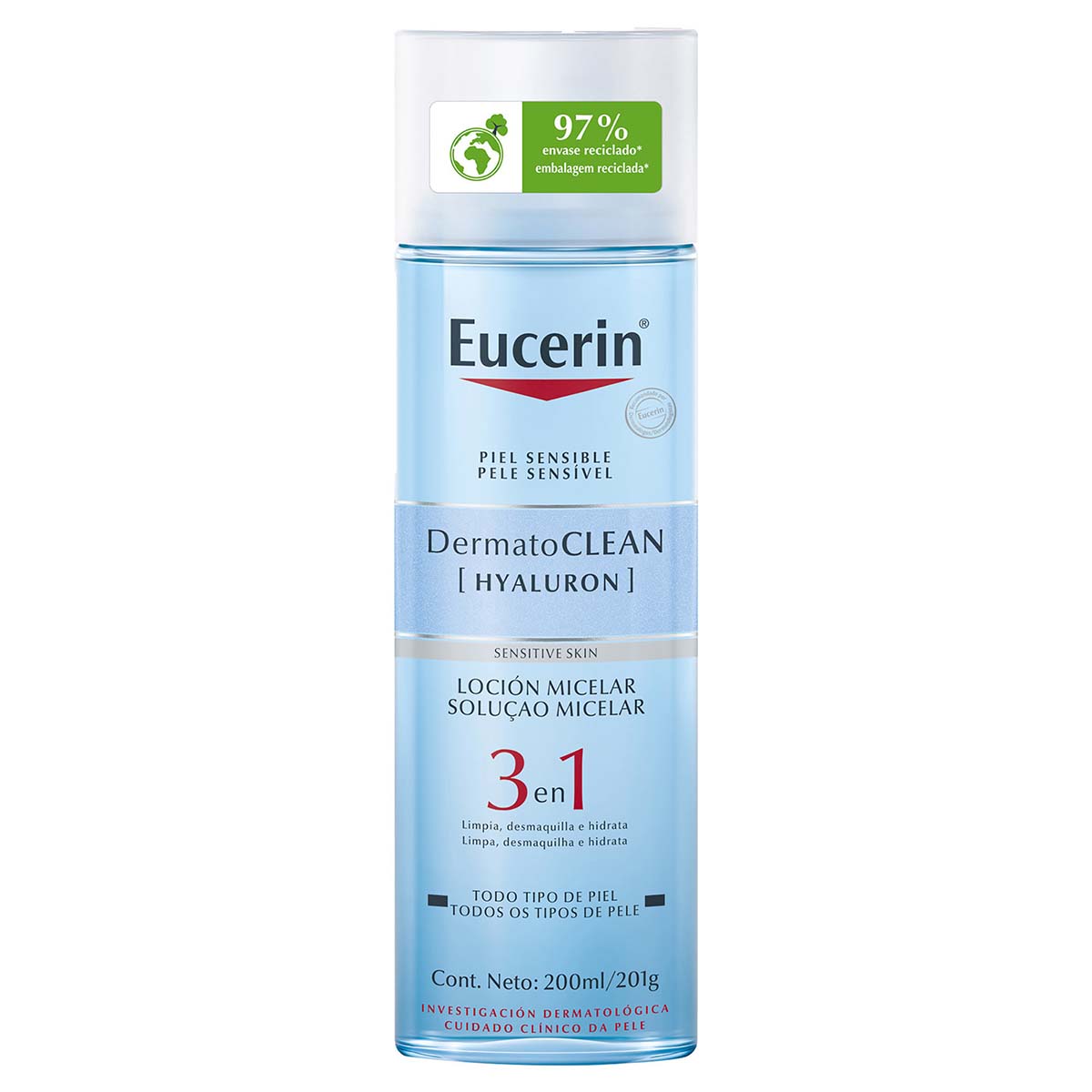 Eucerin dermatoclean loción micelar limpiadora facial 3 en 1 200ml.