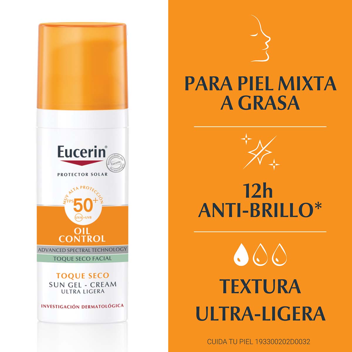 Eucerin protector solar facial matificante FPS50+ 50ml. – Derma
