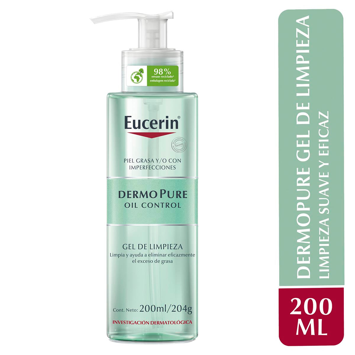 Eucerin gel limpiador facial dermopure piel grasa y/o con tendencia acneica 200ml.