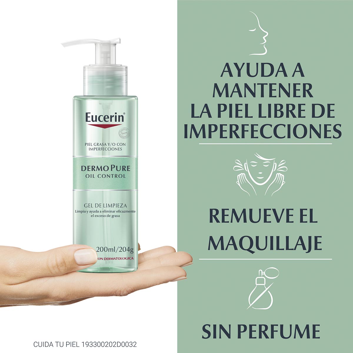 Eucerin gel limpiador facial dermopure piel grasa y/o con tendencia acneica 200ml.