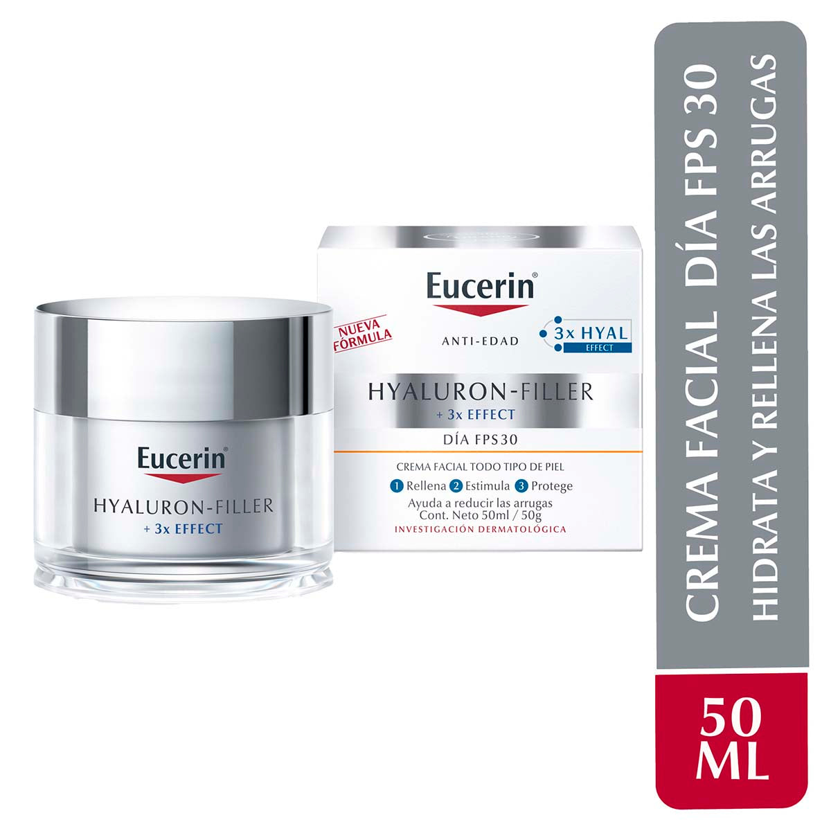 Eucerin hyaluron-filler 3X effect crema facial antiarrugas piel normal dia FPS 30 50ml.