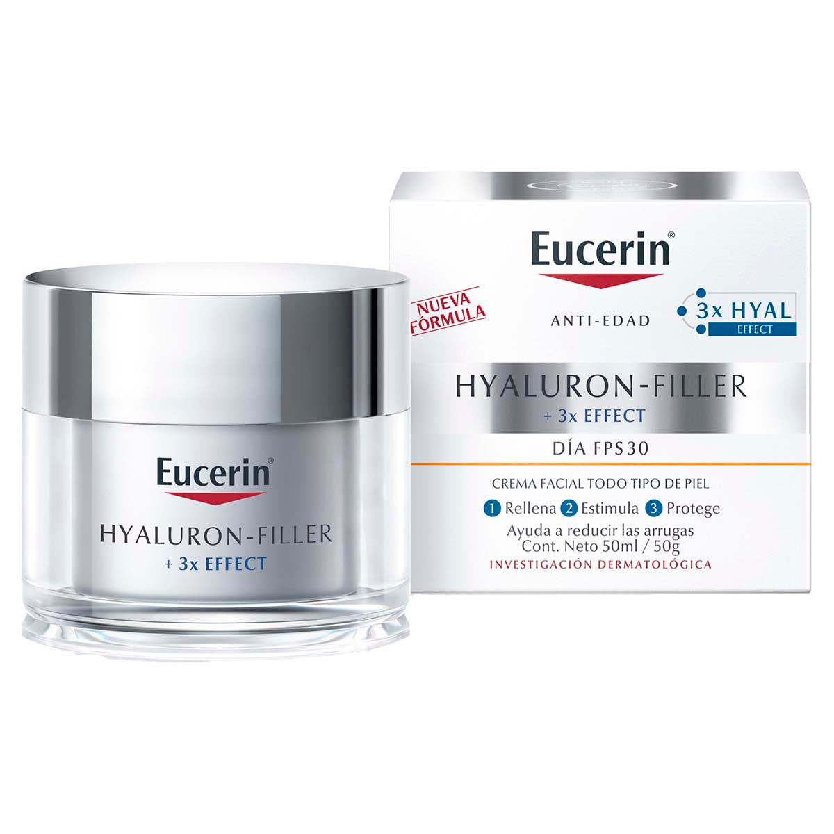 Eucerin hyaluron-filler 3X effect crema facial antiarrugas piel normal dia FPS 30 50ml.
