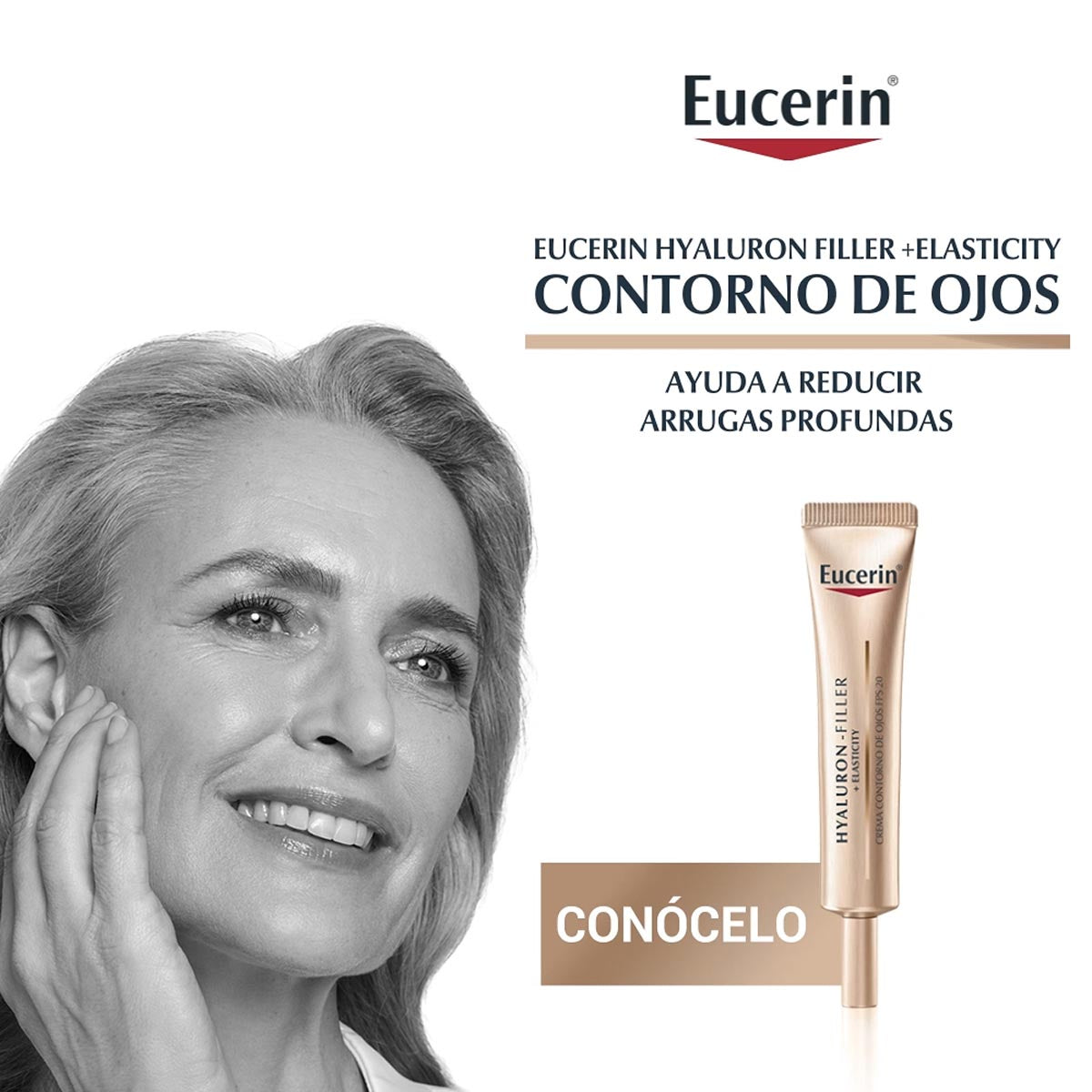 Eucerin hyaluron filler + Elasticity eyes crema contorno de ojos antiarrugas 15ml.