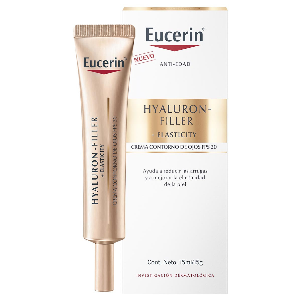 Eucerin hyaluron filler + Elasticity eyes crema contorno de ojos antiarrugas 15ml.