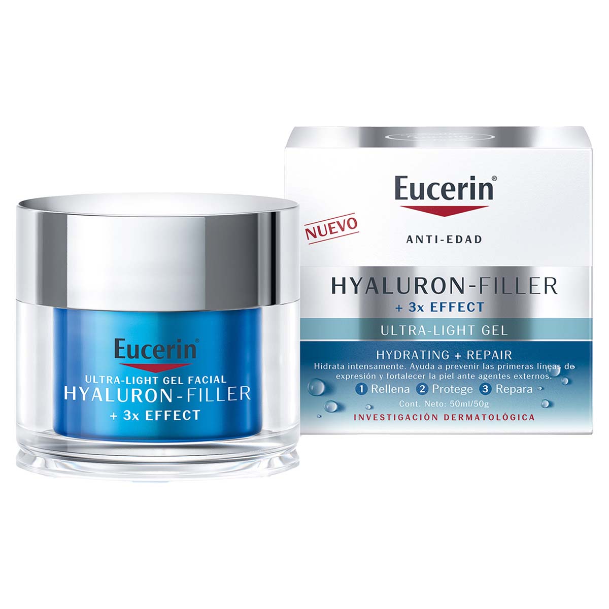Eucerin Hyaluron Filler 3X Effect Ultra-light gel hydrating+repair 50ml.