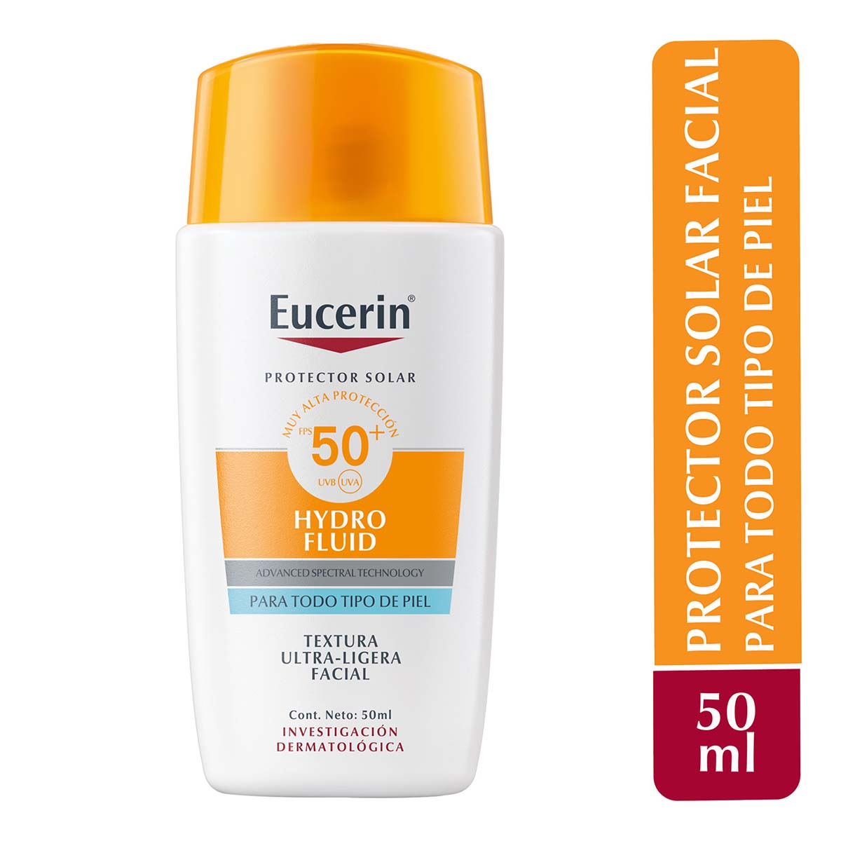 Eucerin sun face hydro-fluid protector solar facial ultra-ligero SPF 50+ 50ml.