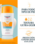 Eucerin sun face hydro-fluid protector solar facial ultra-ligero SPF 50+ 50ml.