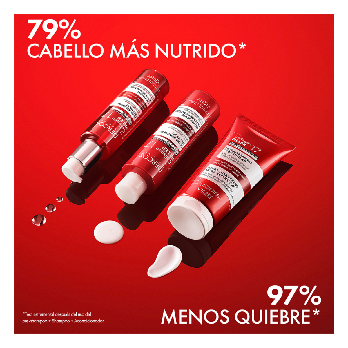 Vichy Dercos Collagen 17 Filler Tratamiento Reparador De Daño 150 Ml
